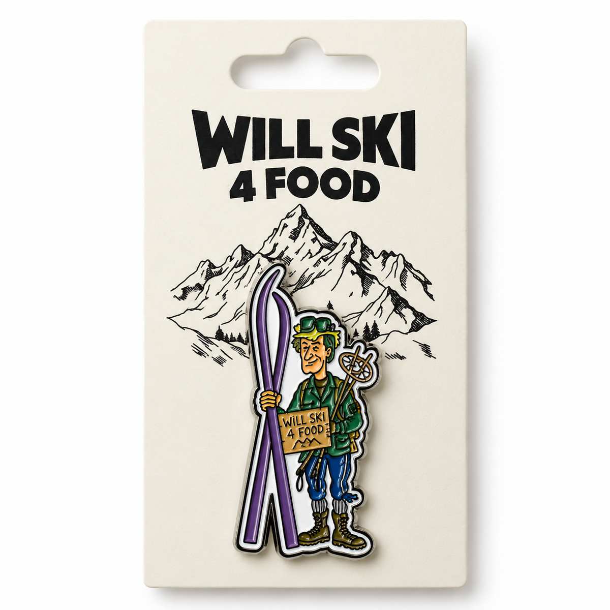 Will Ski 4 Food – Ski Time G Enamel Pin